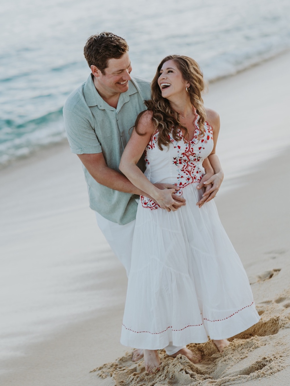 Free People White Midi Dress with Pink Embroidery